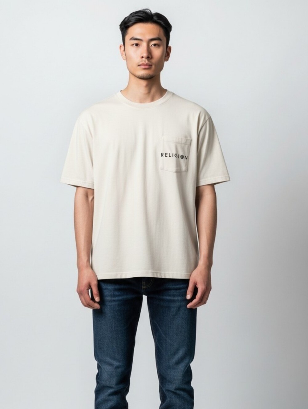 Religion London White Pullover Short Sleeve Pocket Men's T-shirt Size XL NWT